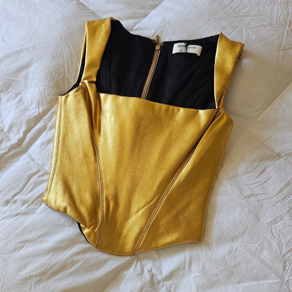 Stunning House of CB Karia Gold Corset Top - Elegant & Chic XS
